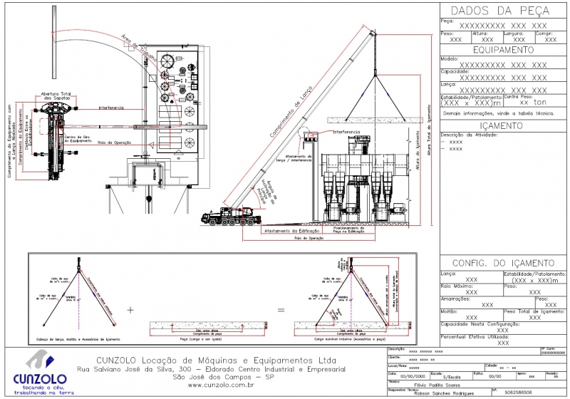 Estudo de Rigging - planejamento e movimenta��o de equipamentos - movimenta��o de cargas - transportes pesados - remo��o industrial