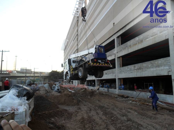 Içamento de Treliças Metálicas com Guindaste em São Paulo - SP A Cunzolo Guindastes e Plataformas realizou o içamento de treliças metálicas. Para esta operação foi utilizado o Guindaste Rodoviário Tadano TS 75 ML, por ser um equipamento pequeno, com peso de 10 toneladas.