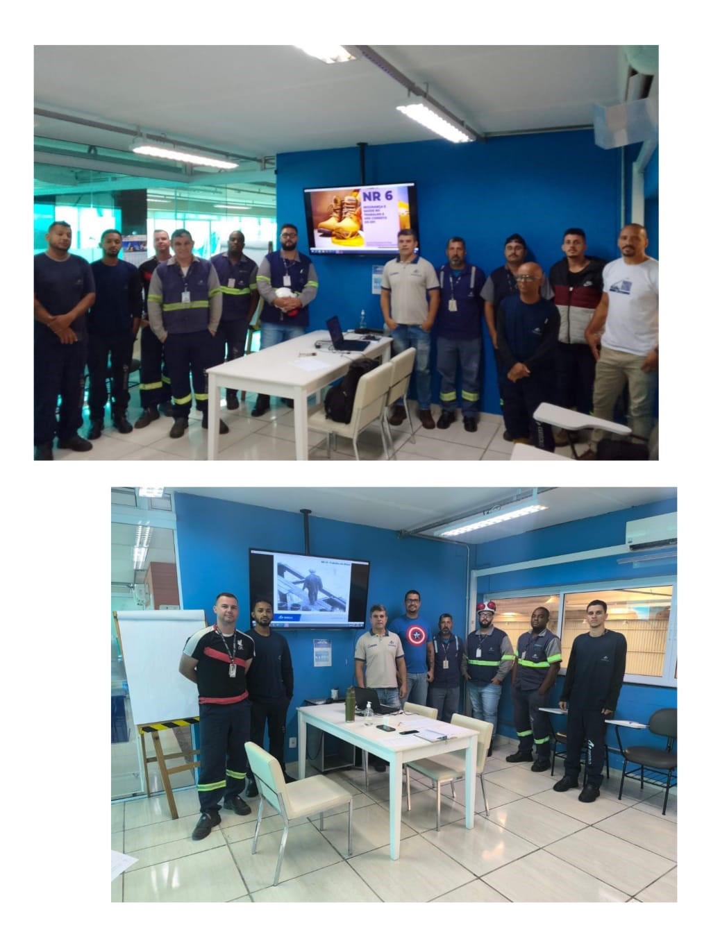 Colaboradores durante treinamento NRs 06 e 35